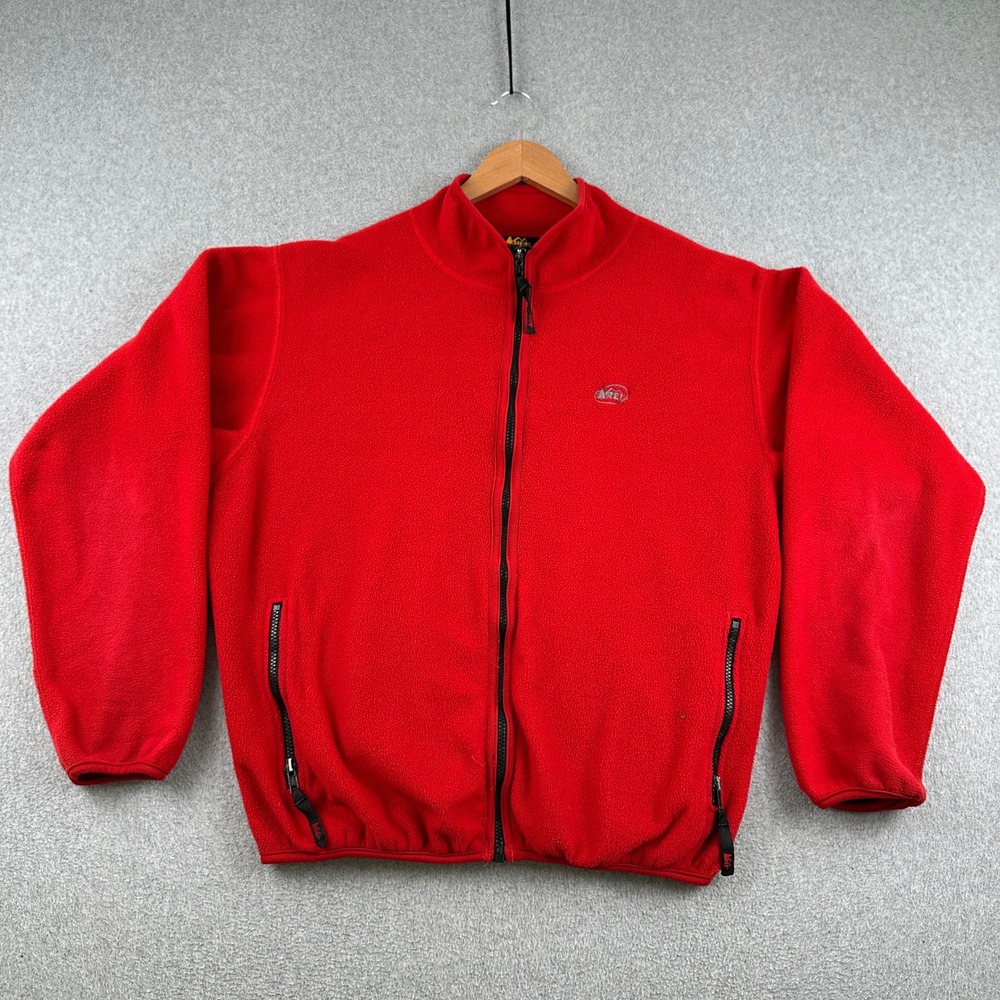 Vintage 90s REI Fleece Jacket Mens L Polartec Full Zip Red Mock Neck S5065498